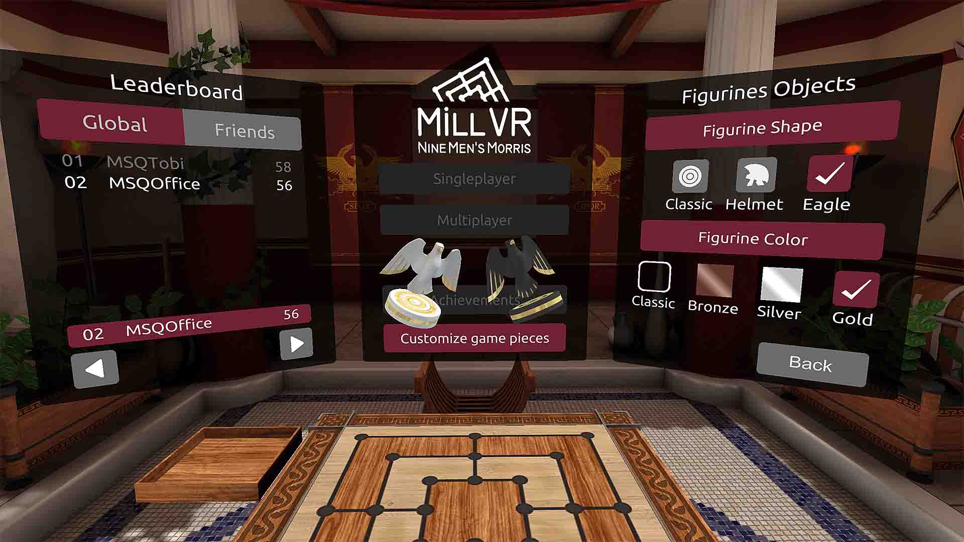 Mit Virtual Reality in eine antike Welt versetzt, wird auch ein einfaches Mühle-Spiel zum Erlebnis.