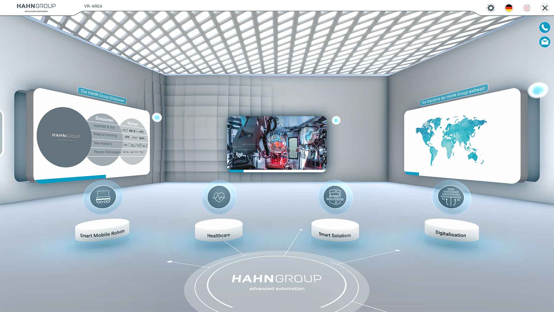The HAHN Group’s virtual showroom features videos, interactive 3D models that can be rotated freely as well as many other interactive elements.